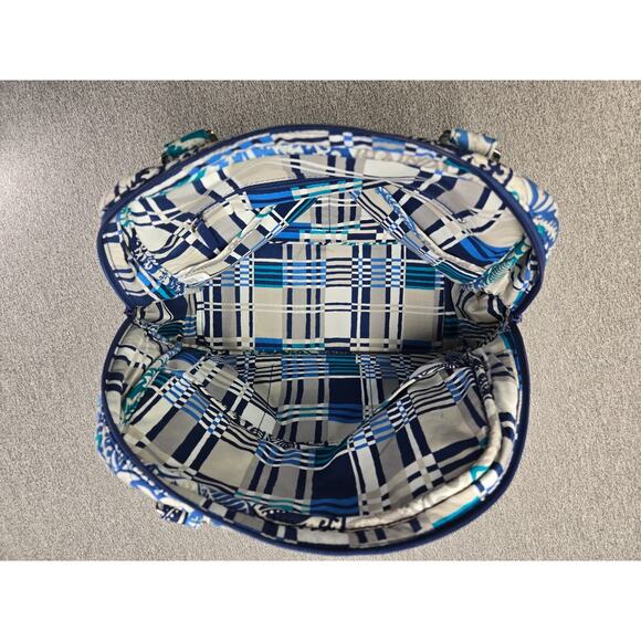 Vera Bradley Quilted Handbag Purse Blue Green Floral Print Shoulder Tote - Picture 3 of 10